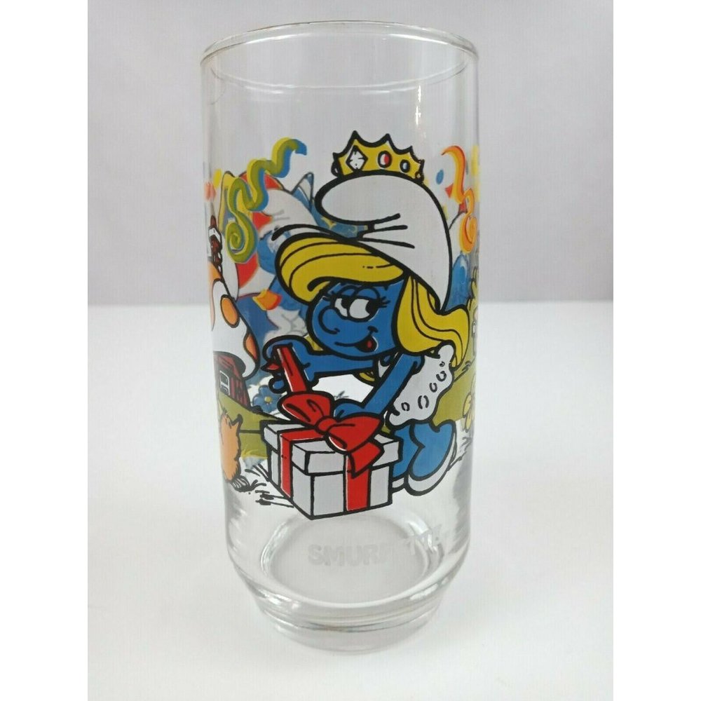 Vintage 1983 Wallace Berrie & Co Smurfs  Smurfette Drinking Glass 6" Tall